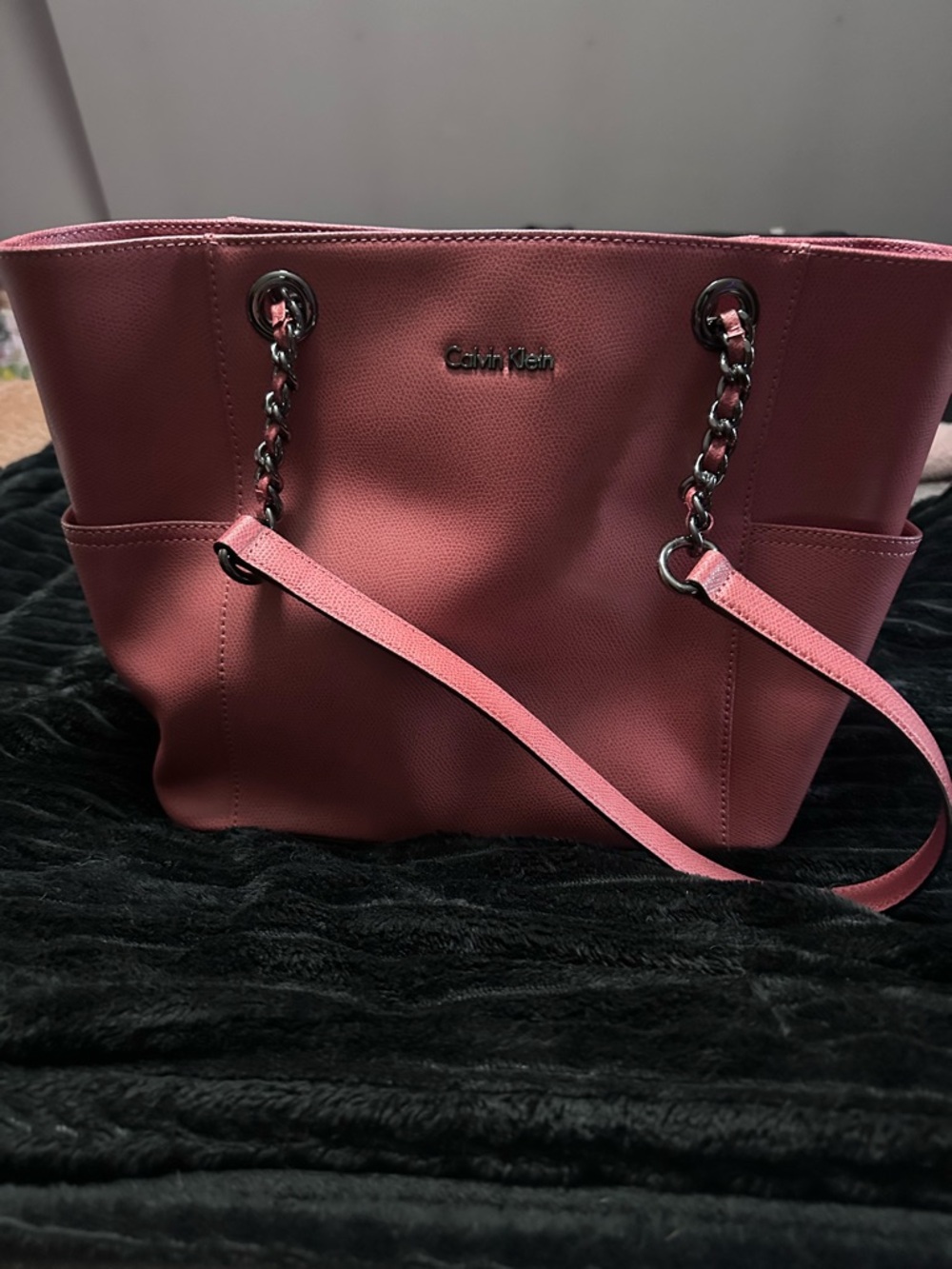 Calvin Klein Rose Pink Chain-Strap Tote